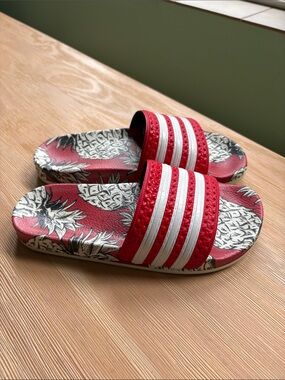 Rare Adidas Red Pineapple Slides